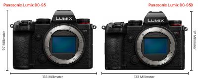 Größenvergleich: Panasonic Lumix DC-S5 vs. Panasonic Lumix DC-S5D Größenvergleich: Panasonic Lumix DC-S5 vs. Panasonic Lumix DC-S5D