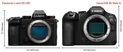 Größenvergleich: Panasonic Lumix DC-S5D vs. Canon EOS R6 Mark III