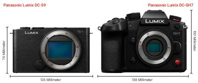 Größenvergleich: Panasonic Lumix DC-S9 vs. Panasonic Lumix DC-GH7 Größenvergleich: Panasonic Lumix DC-S9 vs. Panasonic Lumix DC-GH7