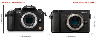 Größenvergleich: Panasonic Lumix DMC-G10 vs. Panasonic Lumix DC-GX9 Größenvergleich: Panasonic Lumix DMC-G10 vs. Panasonic Lumix DC-GX9