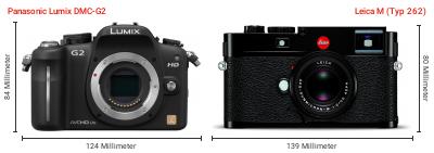 Größenvergleich: Panasonic Lumix DMC-G2 vs. Leica M (Typ 262)