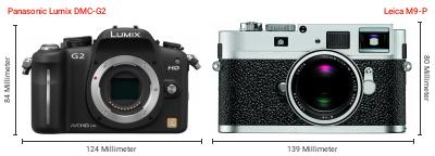 Größenvergleich: Panasonic Lumix DMC-G2 vs. Leica M9-P Größenvergleich: Panasonic Lumix DMC-G2 vs. Leica M9-P