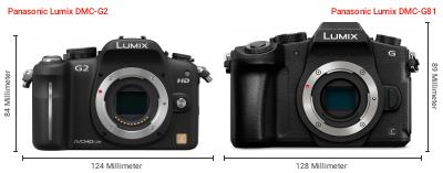 Größenvergleich: Panasonic Lumix DMC-G2 vs. Panasonic Lumix DMC-G81 Größenvergleich: Panasonic Lumix DMC-G2 vs. Panasonic Lumix DMC-G81