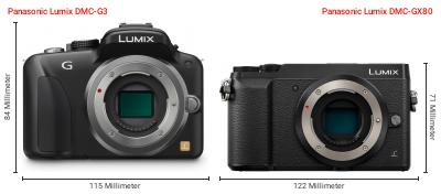 Größenvergleich: Panasonic Lumix DMC-G3 vs. Panasonic Lumix DMC-GX80