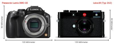 Größenvergleich: Panasonic Lumix DMC-G5 vs. Leica M (Typ 262) Größenvergleich: Panasonic Lumix DMC-G5 vs. Leica M (Typ 262)