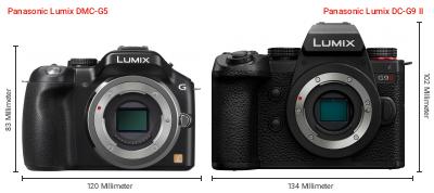 Größenvergleich: Panasonic Lumix DMC-G5 vs. Panasonic Lumix DC-G9 II