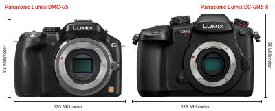 Größenvergleich: Panasonic Lumix DMC-G5 vs. Panasonic Lumix DC-GH5 II