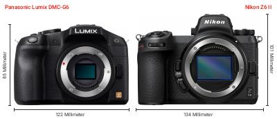 Größenvergleich: Panasonic Lumix DMC-G6 vs. Nikon Z6 II Größenvergleich: Panasonic Lumix DMC-G6 vs. Nikon Z6 II