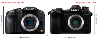 Größenvergleich: Panasonic Lumix DMC-G6 vs. Panasonic Lumix DC-G9 Größenvergleich: Panasonic Lumix DMC-G6 vs. Panasonic Lumix DC-G9