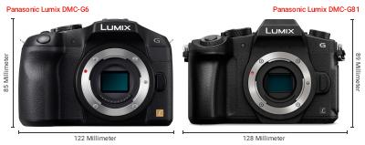 Größenvergleich: Panasonic Lumix DMC-G6 vs. Panasonic Lumix DMC-G81 Größenvergleich: Panasonic Lumix DMC-G6 vs. Panasonic Lumix DMC-G81
