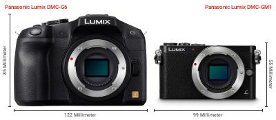 Größenvergleich: Panasonic Lumix DMC-G6 vs. Panasonic Lumix DMC-GM1 Größenvergleich: Panasonic Lumix DMC-G6 vs. Panasonic Lumix DMC-GM1