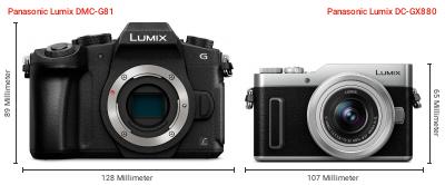 Größenvergleich: Panasonic Lumix DMC-G81 vs. Panasonic Lumix DC-GX880