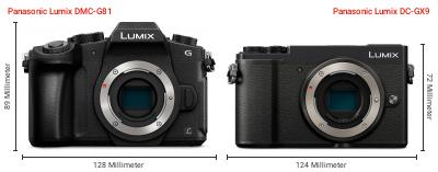 Größenvergleich: Panasonic Lumix DMC-G81 vs. Panasonic Lumix DC-GX9 Größenvergleich: Panasonic Lumix DMC-G81 vs. Panasonic Lumix DC-GX9