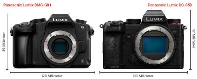 Größenvergleich: Panasonic Lumix DMC-G81 vs. Panasonic Lumix DC-S5D Größenvergleich: Panasonic Lumix DMC-G81 vs. Panasonic Lumix DC-S5D