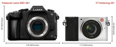 Größenvergleich: Panasonic Lumix DMC-G81 vs. YI Technology M1 Größenvergleich: Panasonic Lumix DMC-G81 vs. YI Technology M1