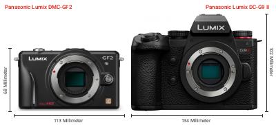 Größenvergleich: Panasonic Lumix DMC-GF2 vs. Panasonic Lumix DC-G9 II