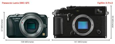 Größenvergleich: Panasonic Lumix DMC-GF5 vs. Fujifilm X-Pro3 Größenvergleich: Panasonic Lumix DMC-GF5 vs. Fujifilm X-Pro3