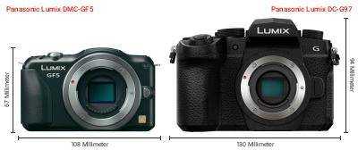 Größenvergleich: Panasonic Lumix DMC-GF5 vs. Panasonic Lumix DC-G97