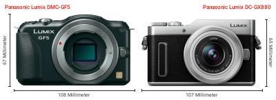 Größenvergleich: Panasonic Lumix DMC-GF5 vs. Panasonic Lumix DC-GX880 Größenvergleich: Panasonic Lumix DMC-GF5 vs. Panasonic Lumix DC-GX880