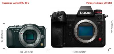 Größenvergleich: Panasonic Lumix DMC-GF5 vs. Panasonic Lumix DC-S1H