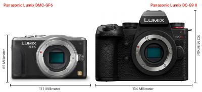 Größenvergleich: Panasonic Lumix DMC-GF6 vs. Panasonic Lumix DC-G9 II