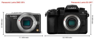 Größenvergleich: Panasonic Lumix DMC-GF6 vs. Panasonic Lumix DC-G97