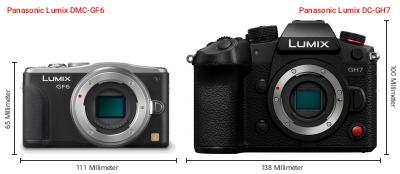 Größenvergleich: Panasonic Lumix DMC-GF6 vs. Panasonic Lumix DC-GH7