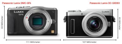 Größenvergleich: Panasonic Lumix DMC-GF6 vs. Panasonic Lumix DC-GX880