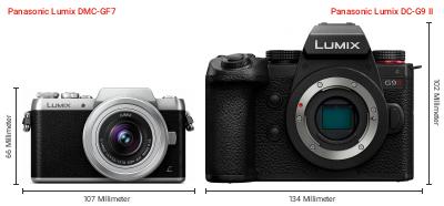 Größenvergleich: Panasonic Lumix DMC-GF7 vs. Panasonic Lumix DC-G9 II