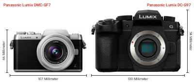 Größenvergleich: Panasonic Lumix DMC-GF7 vs. Panasonic Lumix DC-G97
