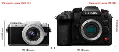 Größenvergleich: Panasonic Lumix DMC-GF7 vs. Panasonic Lumix DC-GH7