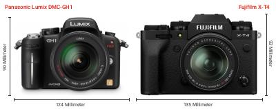 Größenvergleich: Panasonic Lumix DMC-GH1 vs. Fujifilm X-T4