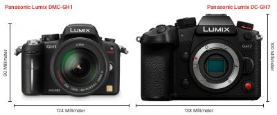 Größenvergleich: Panasonic Lumix DMC-GH1 vs. Panasonic Lumix DC-GH7 Größenvergleich: Panasonic Lumix DMC-GH1 vs. Panasonic Lumix DC-GH7