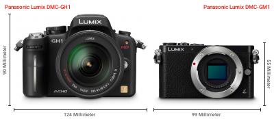 Größenvergleich: Panasonic Lumix DMC-GH1 vs. Panasonic Lumix DMC-GM1 Größenvergleich: Panasonic Lumix DMC-GH1 vs. Panasonic Lumix DMC-GM1