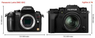 Größenvergleich: Panasonic Lumix DMC-GH2 vs. Fujifilm X-T4