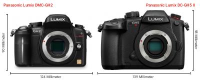 Größenvergleich: Panasonic Lumix DMC-GH2 vs. Panasonic Lumix DC-GH5 II Größenvergleich: Panasonic Lumix DMC-GH2 vs. Panasonic Lumix DC-GH5 II