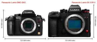 Größenvergleich: Panasonic Lumix DMC-GH2 vs. Panasonic Lumix DC-S1R II