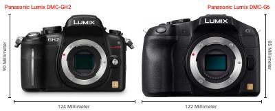 Größenvergleich: Panasonic Lumix DMC-GH2 vs. Panasonic Lumix DMC-G6
