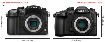 Größenvergleich: Panasonic Lumix DMC-GH3 vs. Panasonic Lumix DC-GH5 II Größenvergleich: Panasonic Lumix DMC-GH3 vs. Panasonic Lumix DC-GH5 II