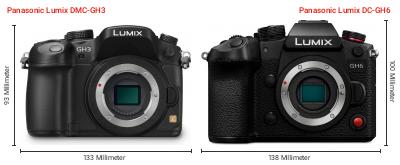 Größenvergleich: Panasonic Lumix DMC-GH3 vs. Panasonic Lumix DC-GH6 Größenvergleich: Panasonic Lumix DMC-GH3 vs. Panasonic Lumix DC-GH6