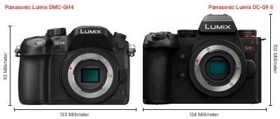 Größenvergleich: Panasonic Lumix DMC-GH4 vs. Panasonic Lumix DC-G9 II Größenvergleich: Panasonic Lumix DMC-GH4 vs. Panasonic Lumix DC-G9 II
