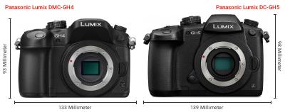 Größenvergleich: Panasonic Lumix DMC-GH4 vs. Panasonic Lumix DC-GH5 Größenvergleich: Panasonic Lumix DMC-GH4 vs. Panasonic Lumix DC-GH5