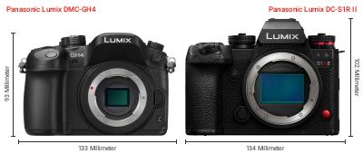 Größenvergleich: Panasonic Lumix DMC-GH4 vs. Panasonic Lumix DC-S1R II