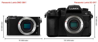 Größenvergleich: Panasonic Lumix DMC-GM1 vs. Panasonic Lumix DC-G97