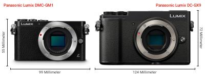 Größenvergleich: Panasonic Lumix DMC-GM1 vs. Panasonic Lumix DC-GX9 Größenvergleich: Panasonic Lumix DMC-GM1 vs. Panasonic Lumix DC-GX9