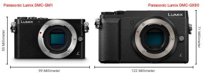 Größenvergleich: Panasonic Lumix DMC-GM1 vs. Panasonic Lumix DMC-GX80