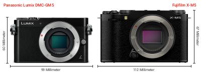 Größenvergleich: Panasonic Lumix DMC-GM5 vs. Fujifilm X-M5 Größenvergleich: Panasonic Lumix DMC-GM5 vs. Fujifilm X-M5