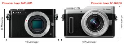 Größenvergleich: Panasonic Lumix DMC-GM5 vs. Panasonic Lumix DC-GX880 Größenvergleich: Panasonic Lumix DMC-GM5 vs. Panasonic Lumix DC-GX880