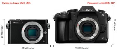 Größenvergleich: Panasonic Lumix DMC-GM5 vs. Panasonic Lumix DMC-G81 Größenvergleich: Panasonic Lumix DMC-GM5 vs. Panasonic Lumix DMC-G81