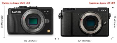 Größenvergleich: Panasonic Lumix DMC-GX1 vs. Panasonic Lumix DC-GX9 Größenvergleich: Panasonic Lumix DMC-GX1 vs. Panasonic Lumix DC-GX9